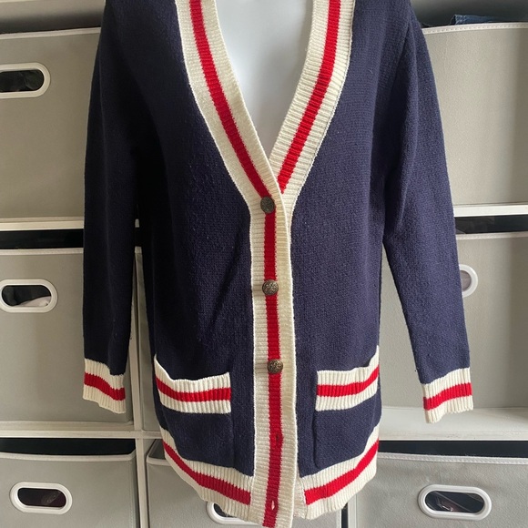 WAYF red white and blue button down Cardigan - Picture 4 of 7